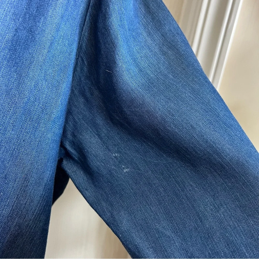 Cynthia Ashby Chambray Denim Asymmetrical Jacket Tunic